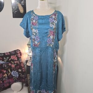 Sundance Blue Flutter Sleeve Midi Sundress